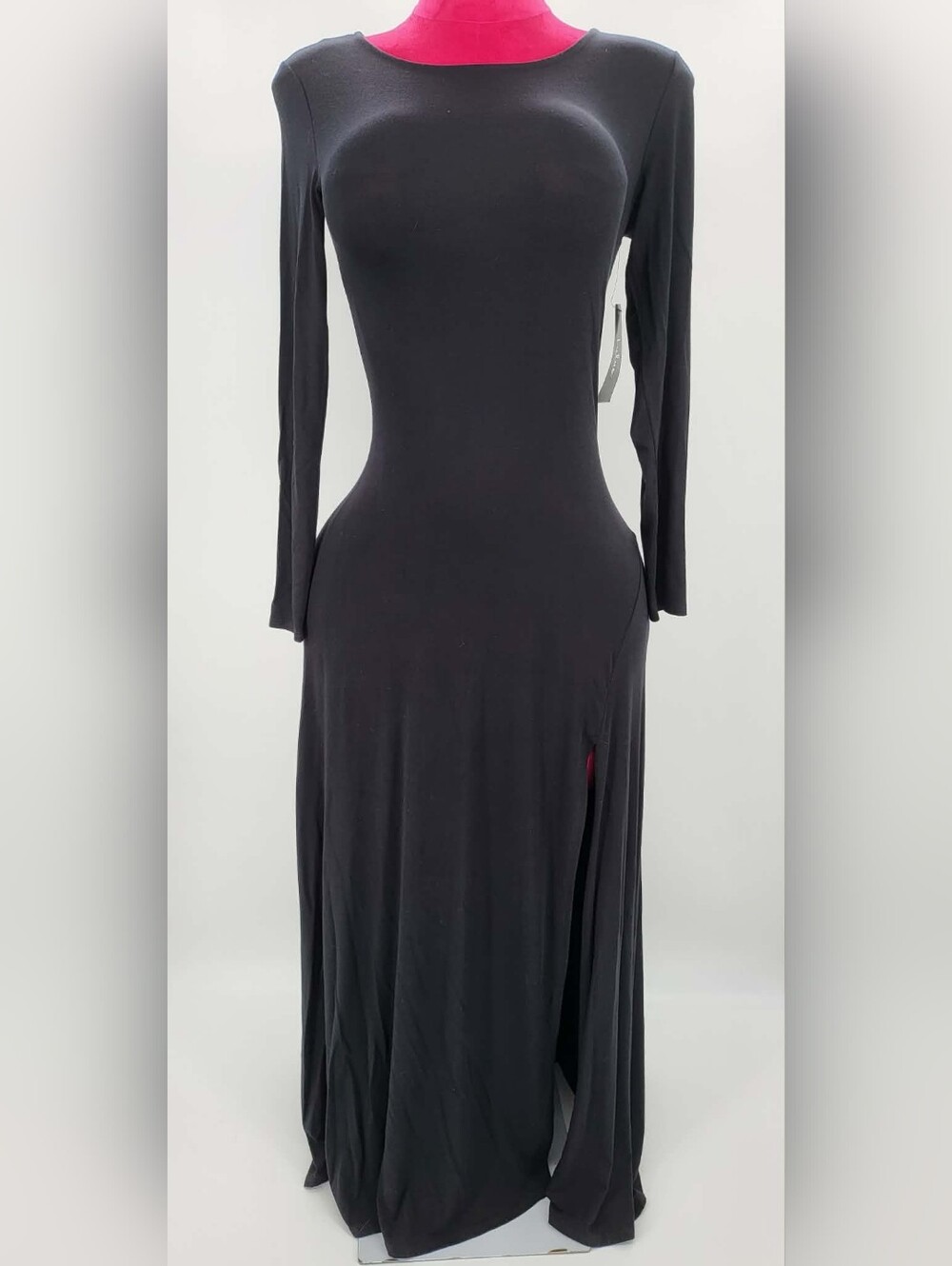Lulu's Black Long Sleeve Maxi Dress with Side Slit